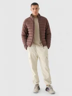 Kurtki męskie - Męska kurtka puchowa pikowana 4F 4FWAW24TDJAM483 - brązowa - miniaturka - grafika 1