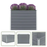 Donice - The Living Store Donica do podniesionej grządki 100 x 100 x 77 cm - stal galwanizowana - szara - Skrzynia Do Podniesionej Grządki - miniaturka - grafika 1