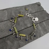 Bransoletki - Żółty turkus, lapis i piryt - bransoletka - miniaturka - grafika 1