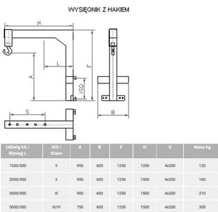 BERWILIA Wysięgnik z hakiem na karetkę (udźwig: do wyboru, wysięg: 500 mm) 29082315 - Wyposażenie gospodarstwa rolnego - miniaturka - grafika 2