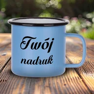 Kubki - Niebieski kubek emaliowany z Twoim nadrukiem - miniaturka - grafika 1