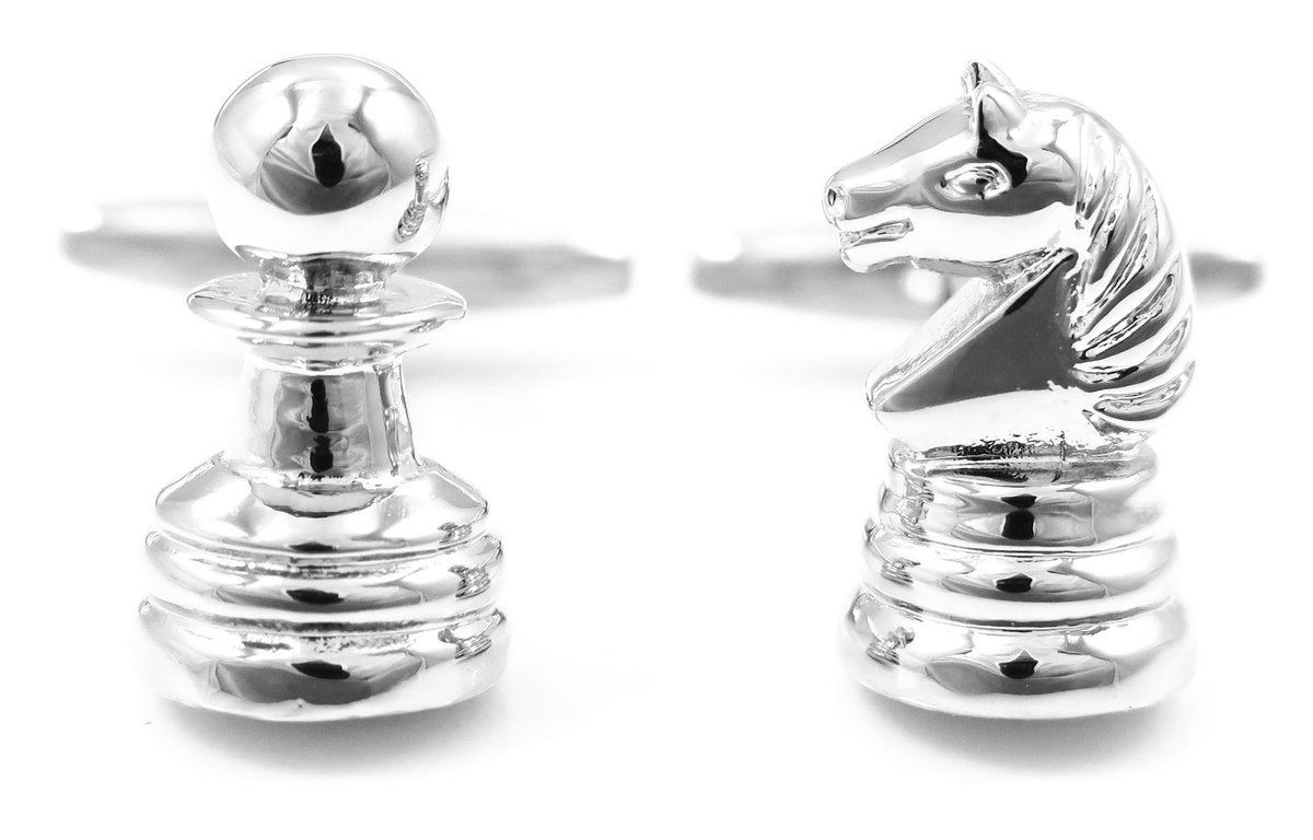 Srebrne spinki do mankietów - szachy U44