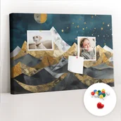 Tablice i flipcharty - Szkolna Tablica korkowa 60x40 cm, Kolorowe Pinezki, wzór Góry nocą - miniaturka - grafika 1