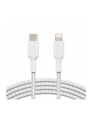 Kable komputerowe i do monitorów - belkin Kabel Braided USB-C Lightning 2m biały CAA004bt2MWH - miniaturka - grafika 1
