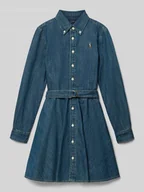 Sukienki - Sukienka jeansowa z listwą guzikową - miniaturka - grafika 1