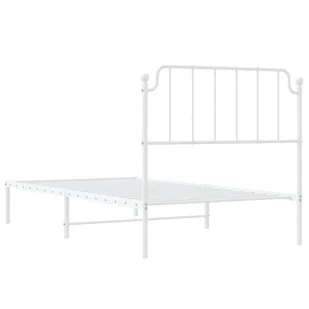 Metalowa rama łóżka z wezgłowiem, biała, 100x190 cm Lumarko! - Łóżka - miniaturka - grafika 8