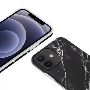 Crong Marble Case - Etui iPhone 12 / iPhone 12 Pro (czarny) - Etui i futerały do telefonów - miniaturka - grafika 2