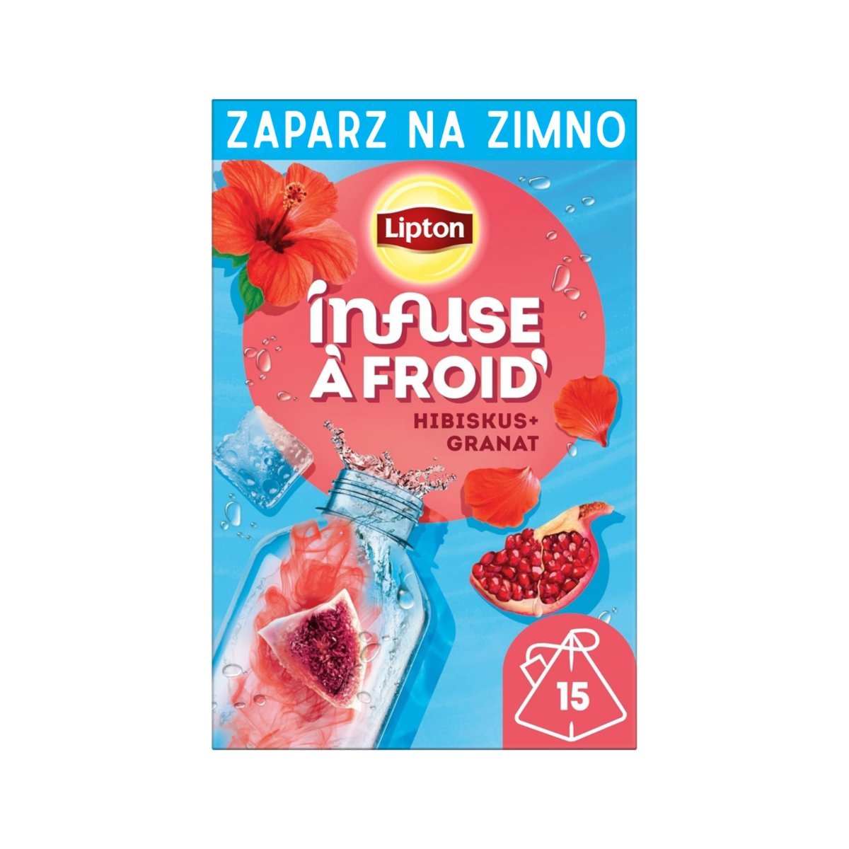 Lipton herbata ziołowa Cold Brew Granat i Hibiskus bez cukru 15 piramidek 37,5g
