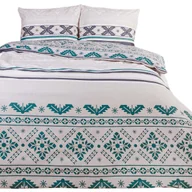 Pościel - Pościel Flanelowa - 200x200 - Boho zieleń/biała -BARDZO GRUBA  - POLSKA - miniaturka - grafika 1