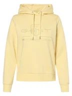 Bluzy damskie - Gant - Damska bluza z kapturem, żółty - miniaturka - grafika 1