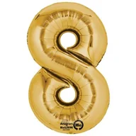 Balony i akcesoria - Amscan Minishape 16" Cyfra `8` zlota balon foliowy A04 zapakowany 3309111 - miniaturka - grafika 1