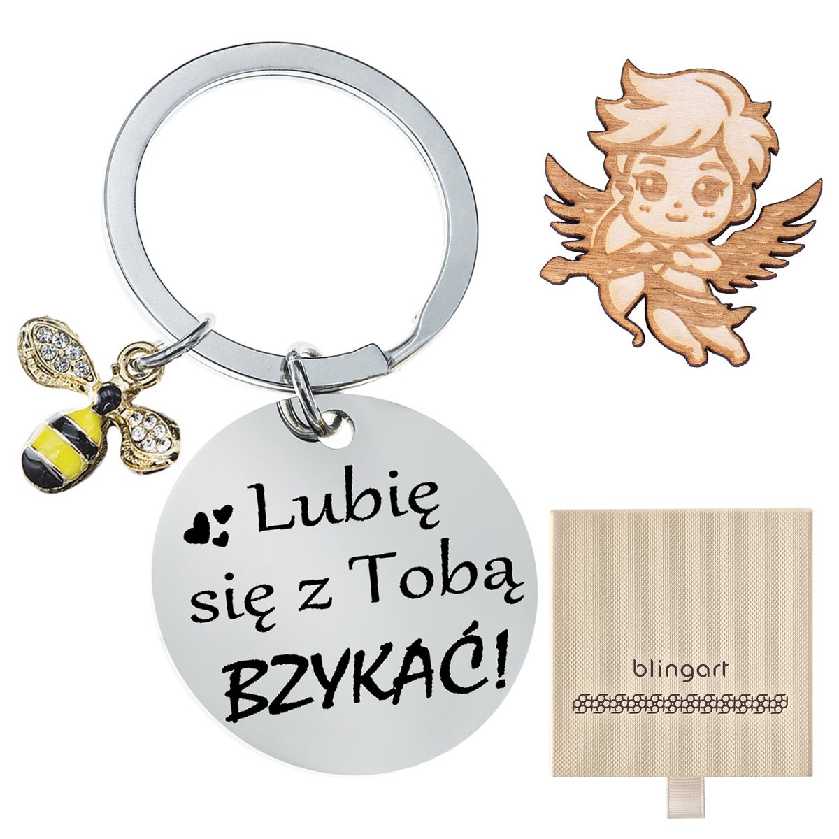 Brelok do kluczy Z GRAWEREM kółko PSZCZOŁA