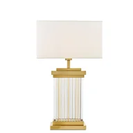 Lampy stojące - Lumina Deco DAVOS elegancka lampa stołowa podstawa szklane rurki proste i mosiądz abażur biały E27 - miniaturka - grafika 1