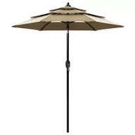 Parasole ogrodowe - vidaXL 3-poziomowy parasol na aluminiowym słupku, kolor taupe, 2 m vidaXL - miniaturka - grafika 1