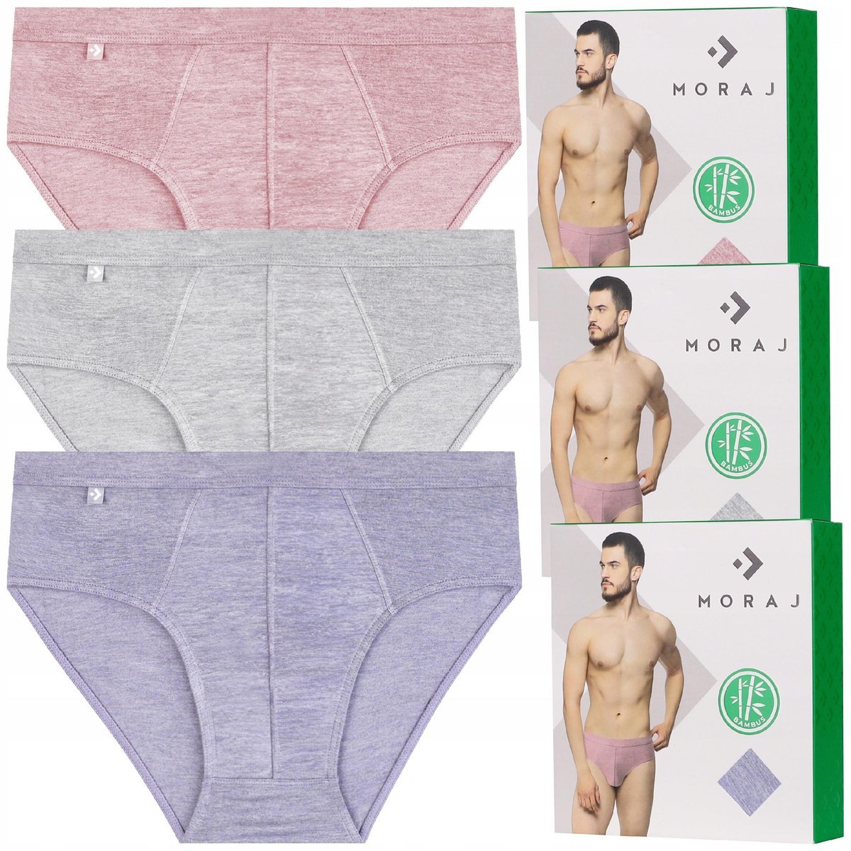 SLIPY MĘSKIE BAMBUSOWE Majtki Antybakteryjne Przewiewne 3 Pak MORAJ r. 3XL