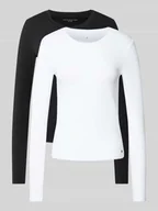 Bielizna nocna - Bluzka z długim rękawem o kroju regular fit z mieszanki bawełny w zestawie 2 szt. - miniaturka - grafika 1