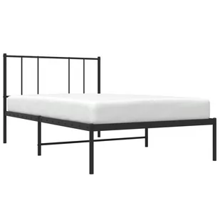 Metalowa rama łóżka z wezgłowiem, czarna, 75x190 cm Lumarko! - Łóżka - miniaturka - grafika 4