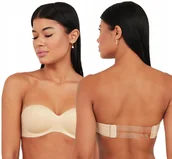 Biustonosze - BARDOTKA STANIK BIUSTONOSZ GŁADKI SILIKONOWY TYŁ MAX PUSH-UP BEZSZWOWY - miniaturka - grafika 1