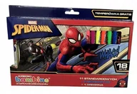 Przybory szkolne - BAMBINO KREDKI GRUBE 18 kol. klasyczne neon srebrna SPIDER-MAN + temp. - miniaturka - grafika 1