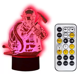 Lampka nocna 3D LED STRAŻAK STRAŻ USB + PILOT - Wyposażenie pokoiku dziecięcego - miniaturka - grafika 1
