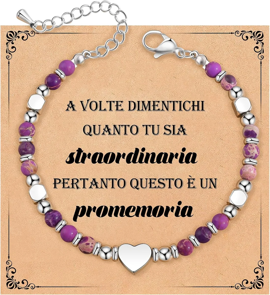 BRANSOLETKA 18 CM FIOLETOWA DAMSKA NATURALNA KLASYCZNA STAL KAMIEŃ
