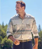 Koszule męskie - Koszula flanelowa w paski Mężczyzna Atlas For Men - Kolor : Pasiasty - Rozmiar : 4XL - miniaturka - grafika 1