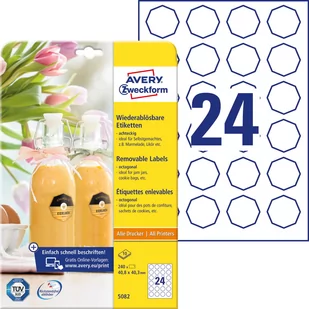 Avery Etykiety papierowe ośmiokątne 40,8x40,3 ZWECKFORM usuwalne białe 10ark 240 etykiet /5082/ ZW681 - Etykiety do drukarek - miniaturka - grafika 3