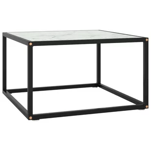 VidaXL Lumarko Stolik herbaciany, szkło w kolorze biały marmur, 60x60x35 cm 322873 VidaXL - Ławy i stoliki kawowe - miniaturka - grafika 1