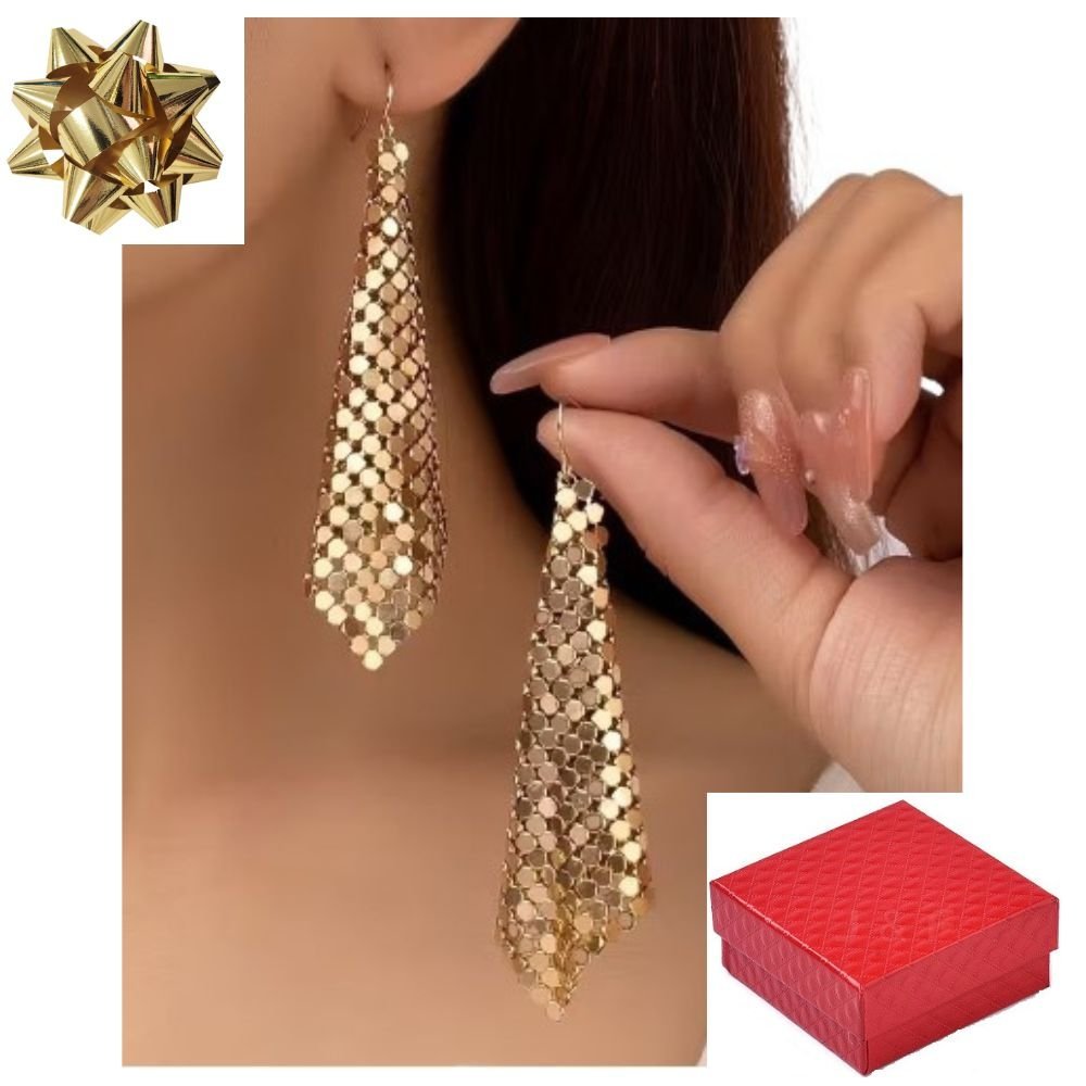 Złote kolczyki damskie wiszące pozłacane Biżuteria dla Kobiet prezent