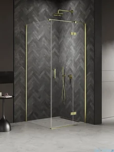 New Trendy Nesta Light Gold kabina 110x90x200 cm prawa wspornik równoległy złoty połysk/szkło przejrzyste K-4540 - Kabiny prysznicowe - miniaturka - grafika 1