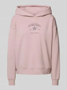 Bluza z kapturem o luźnym kroju z mieszanki bawełny model ‘CAMILLA’ - Bluzy damskie - miniaturka - grafika 1