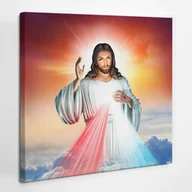 Ikony i obrazy sakralne - Miłosierdzie Jezusa - obraz polycanvas, 30x30 - miniaturka - grafika 1