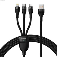 Kable USB - Baseus Kabel USB 3w1 Flash II, USB-C + micro USB + Lightning, 66W, 1.2m czarny - miniaturka - grafika 1
