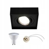 Oprawy, klosze i abażury - Oprawa sufitowa wpuszczana czarna żarówka gu10 ciepła - miniaturka - grafika 1