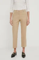 Spodnie damskie - Sisley spodnie damskie kolor beżowy proste medium waist - miniaturka - grafika 1