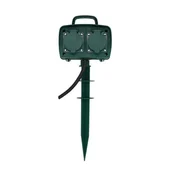 Lampy ogrodowe - Gniazda Ogrodowe V-TAC 4 Gniazda 3m, Szpilka do wbijania, IP44 Schuko VT-1114-3 - miniaturka - grafika 1