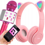 Instrumenty muzyczne dla dzieci - Zestaw Słuchawki Nauszne dla Dzieci Kocie Uszy + Mikrofon Karaoke Bluetooth - miniaturka - grafika 1