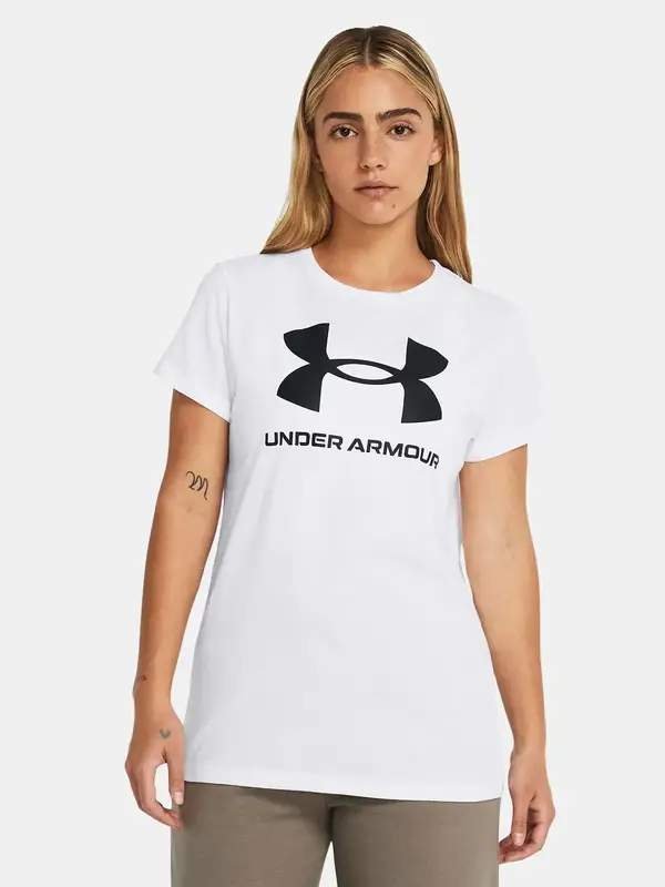 Under Armour Koszulka Damska 1356305-111 Sportstyle Logo SS biały logo matowe XS