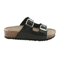 Klapki i japonki damskie - Klapki damskie czarne Inblu NM013 z drobinkami srebra - miniaturka - grafika 1