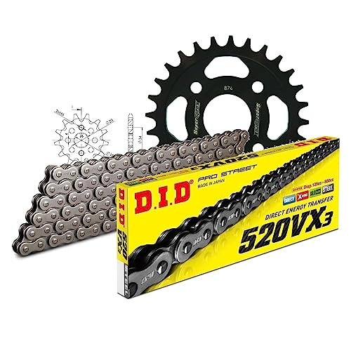 Zestaw łańcuchów DID stal 520VX3 / 48 zapięcie na klips do E-ton DXL Tornado BXL Draco RXL Viper Sierra AXL NXL TXL Thunder 50/90 ccm
