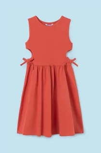 Sukienki i spódniczki dla dziewczynek - Mayoral sukienka dziecięca kolor pomarańczowy mini rozkloszowana - grafika 1