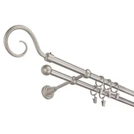 Karnisze - Karnisz podwójny 16 mm srebro mat II 160 cm Hak żabka - miniaturka - grafika 1