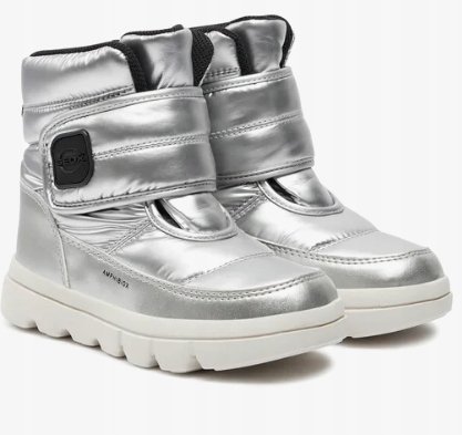 GEOX J46HWC ŚNIEGOWCE SREBRNE NA RZEPY DZIEWCZĘCE WYGODNE 36 JJA