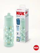 Sztućce dla dzieci - NUK Bidon "Mini-Me Flip Cup Dots" w kolorze turkusowym - 450 ml - miniaturka - grafika 1