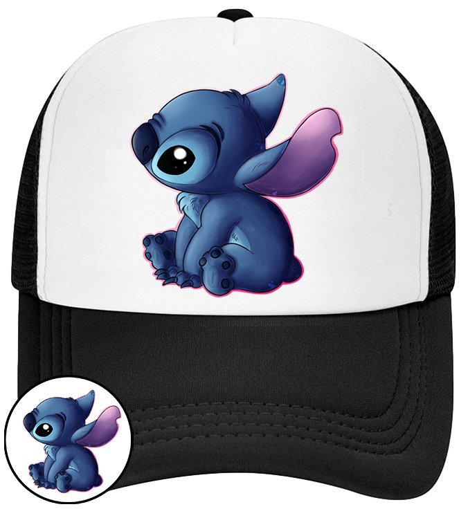 CZAPKA Z DASZKIEM LILO I STICH DLA DZIECI NA LATO CZARNA BEJSBOLÓWKA