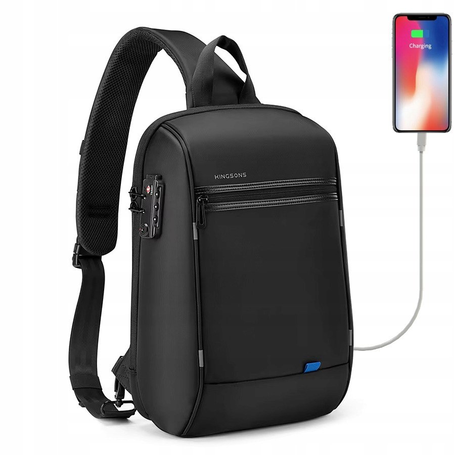 Antykradzieżowy plecak Kingsons KS3165W na laptopa 13,3 14,1 z Usb czarny