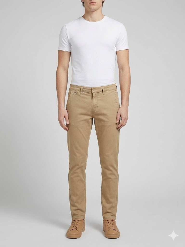 GUESS BEŻOWE SPODNIE CHINOS NA CO DZIEŃ Z ZAMKIEM 28 GGA