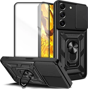 Hello Case ETUI PANCERNE DO SAMSUNG GALAXY S21 FE CZARNE OBUDOWA ARMOR HOLDER SZKŁO - Etui i futerały do telefonów - miniaturka - grafika 1