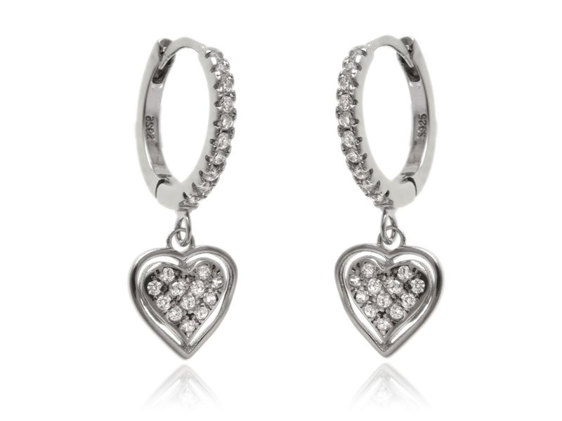 Kolczyki srebrne Kółka z przywieszką serce k3543 - 2,4g.