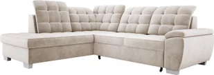 Narożnik LOTTA w tkaninie SALVADOR, wymiary 258x212cm - Elegancki design, wszechstronna funkcja spania i solidny schowek do salonu Układ mebla lewostronny Kolor: BEŻOWY - Narożniki - miniaturka - grafika 1